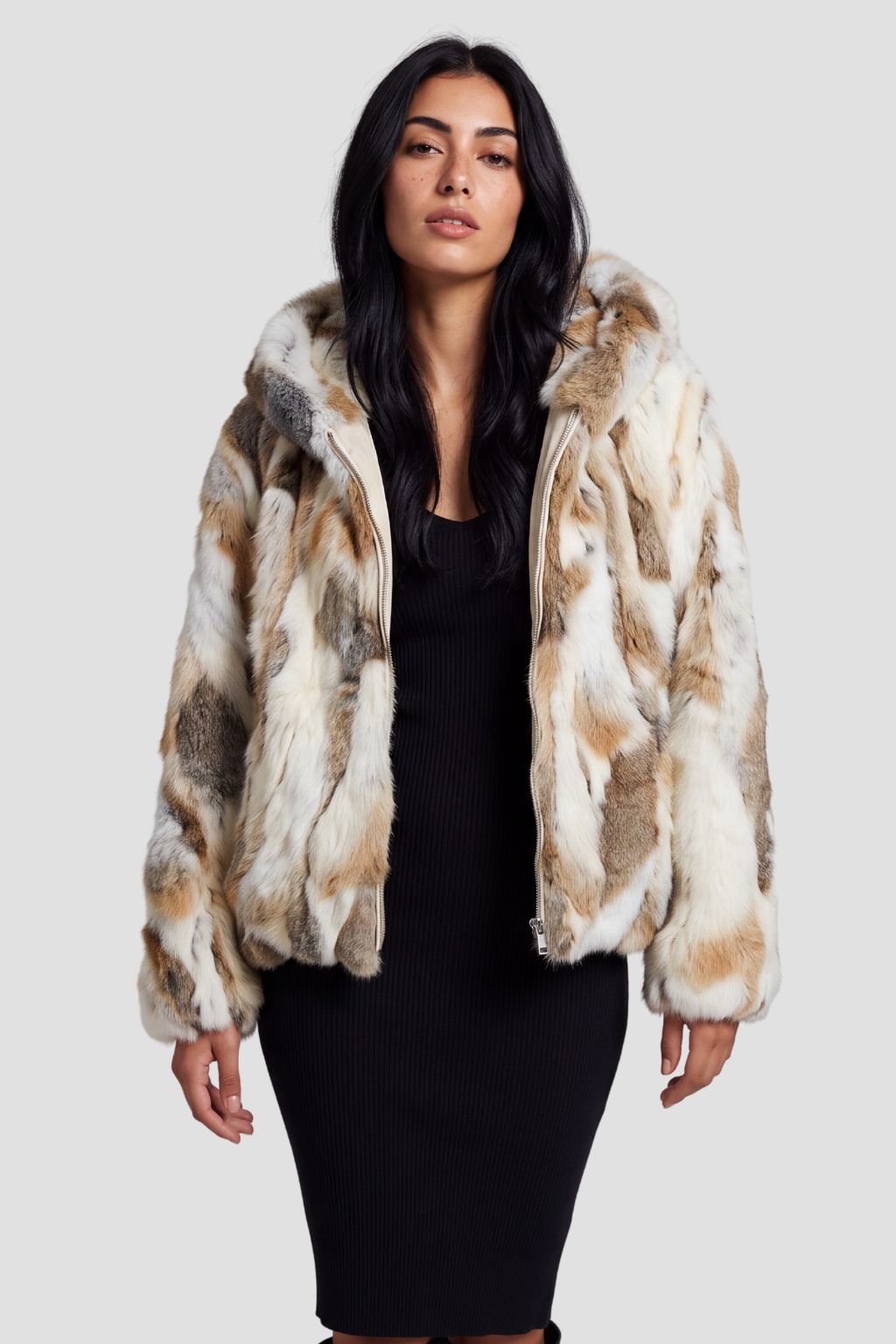 Veste longue en fourrure claire Héritage fourrure