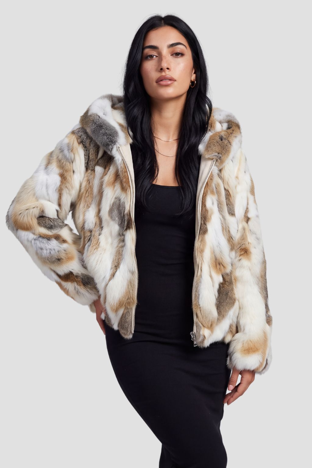 Veste longue en fourrure claire Héritage fourrure