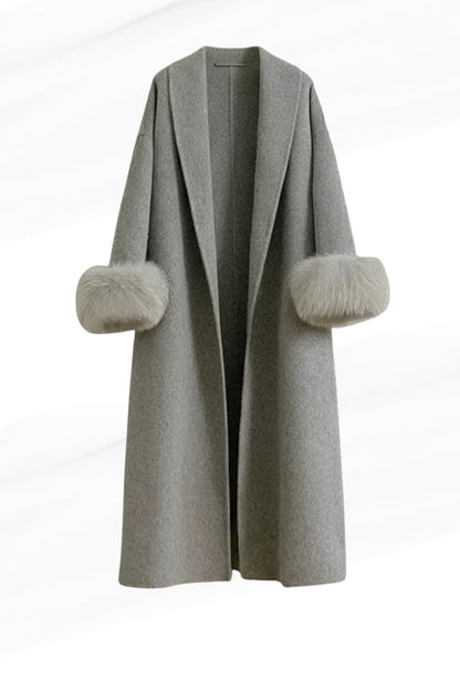 Veste longue en fourrure grise Héritage fourrure