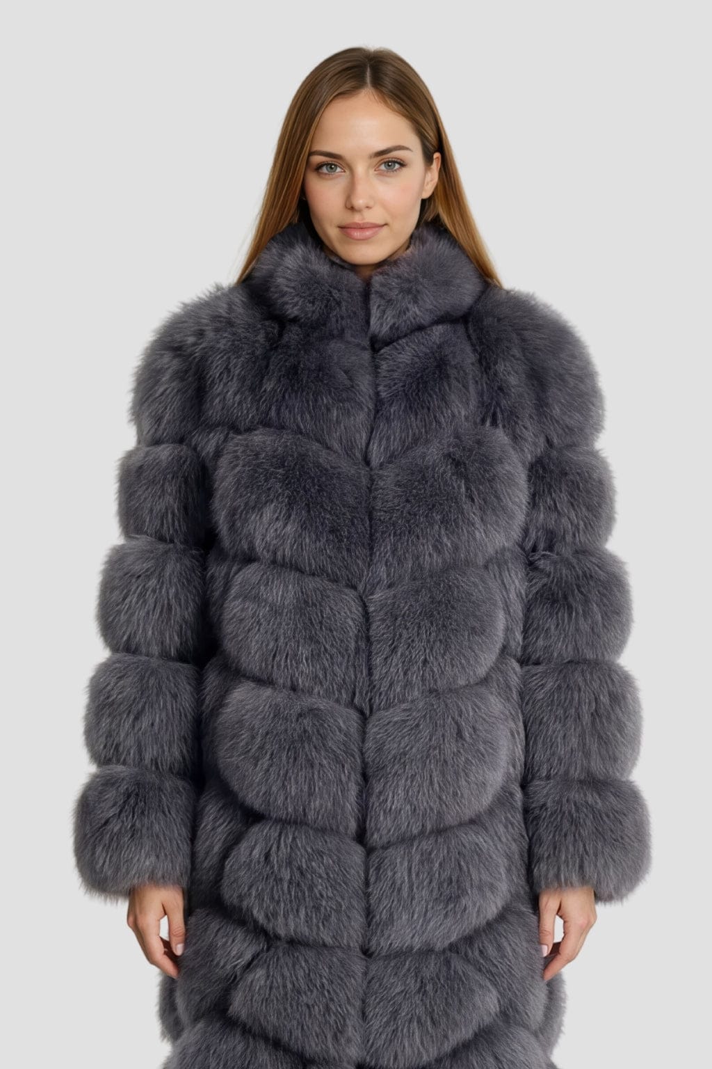 Veste longue en fourrure grise Héritage fourrure
