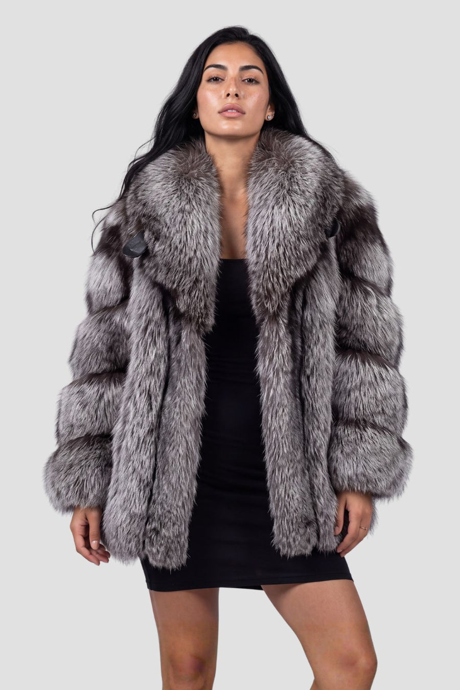 Veste longue en fourrure grise Héritage fourrure