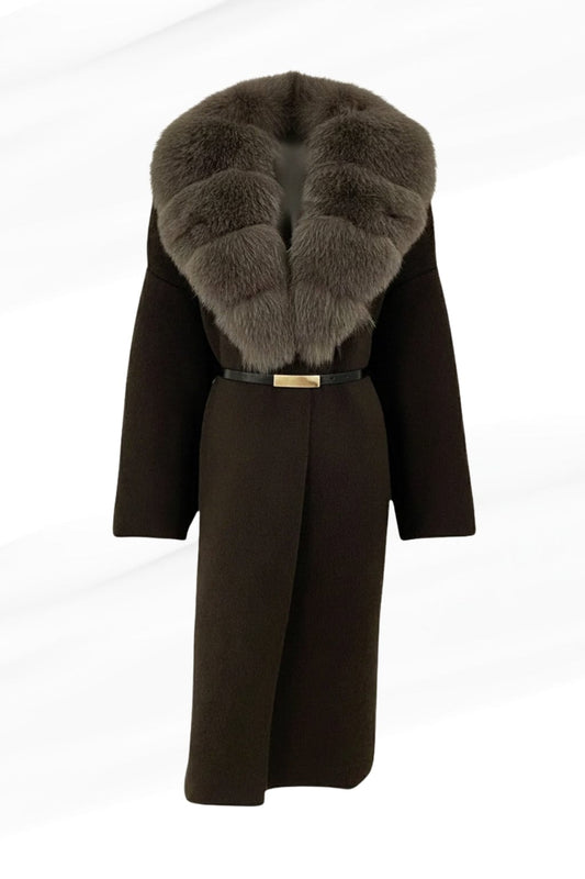 Veste longue en fourrure marron Héritage fourrure