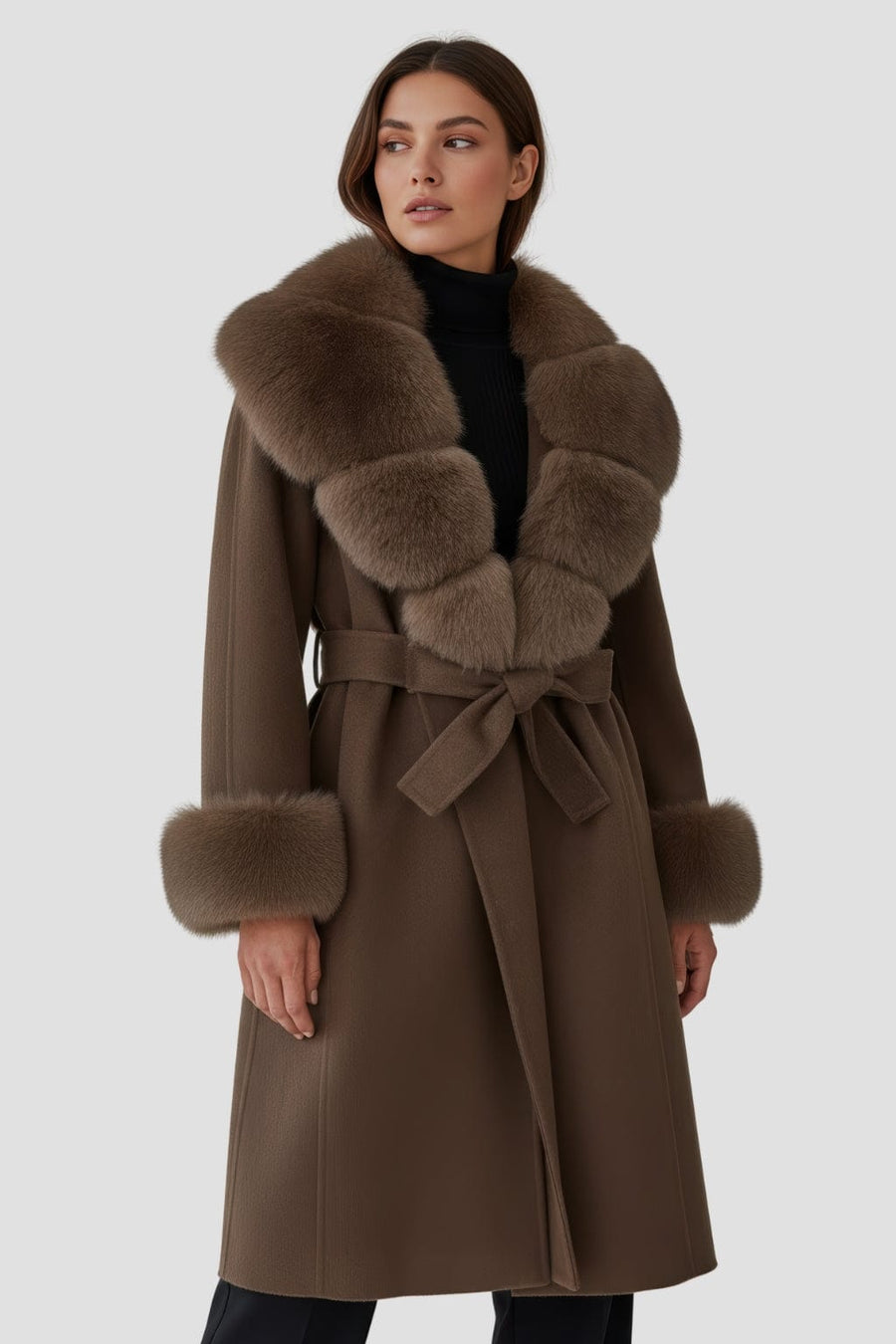 Veste longue en fourrure marron Héritage fourrure