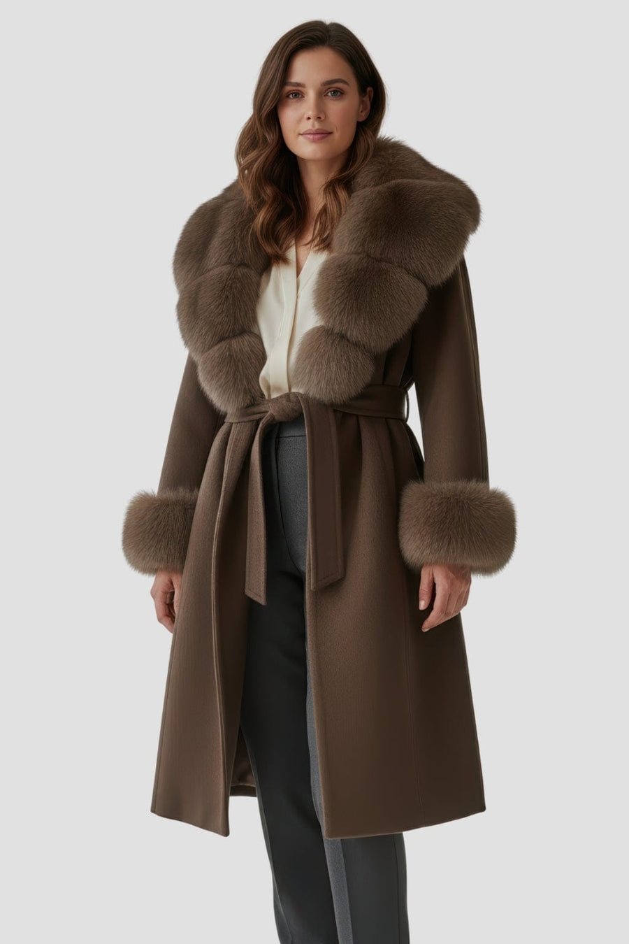 Veste longue en fourrure marron Héritage fourrure