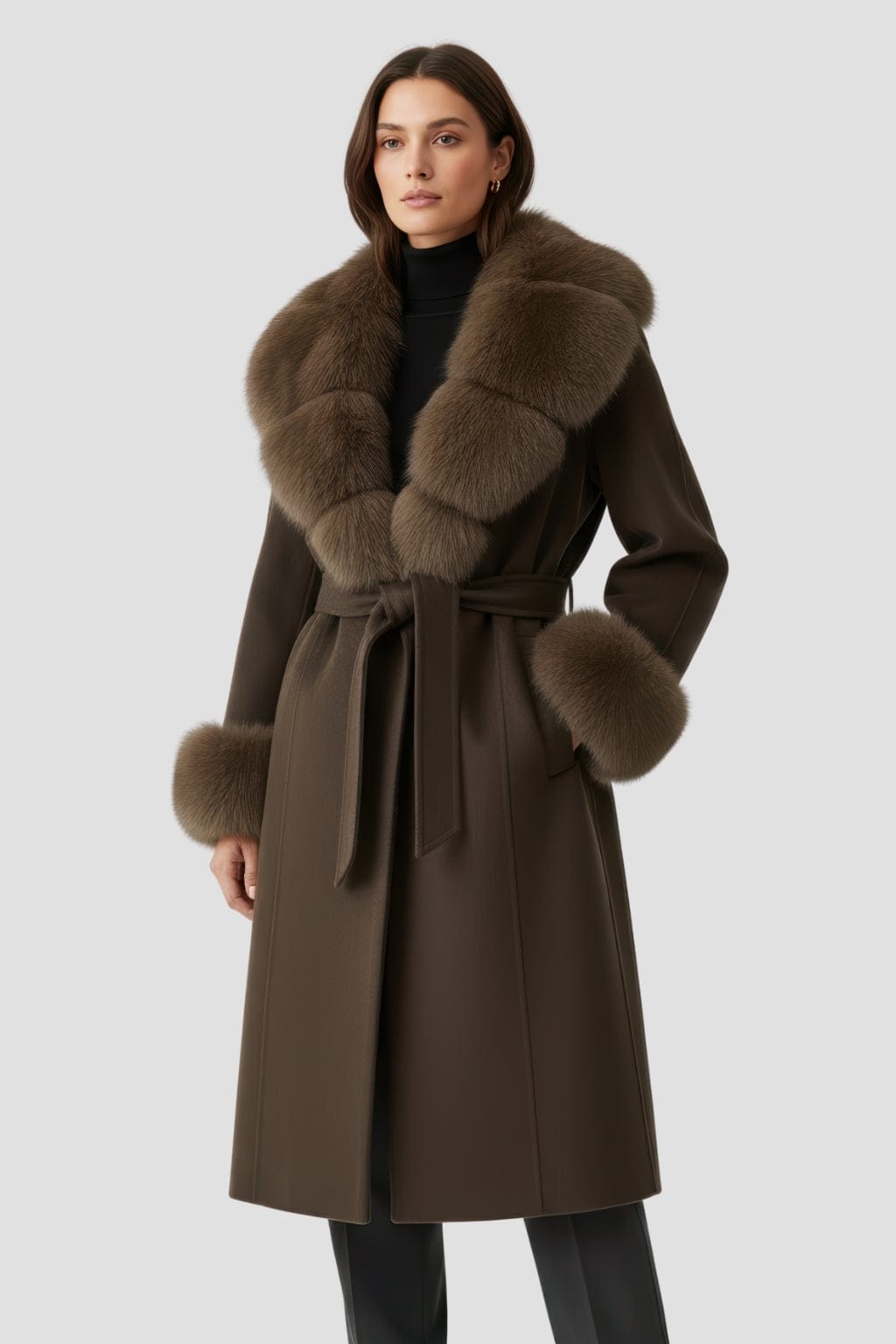 Veste longue en fourrure marron Héritage fourrure