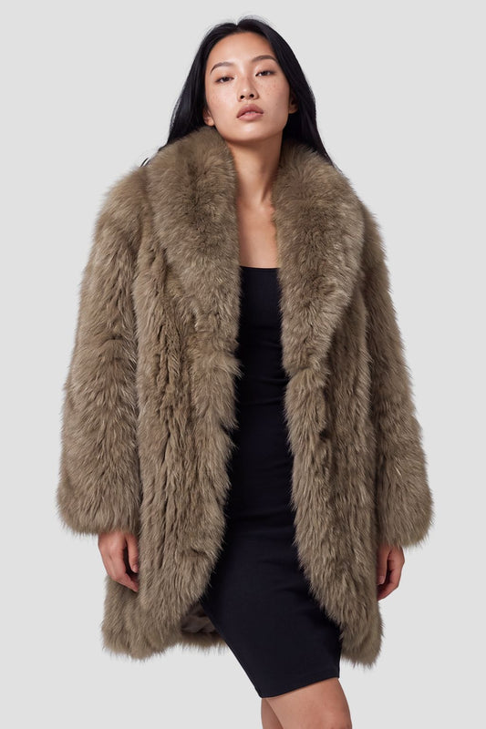 Veste longue en fourrure marron Héritage fourrure