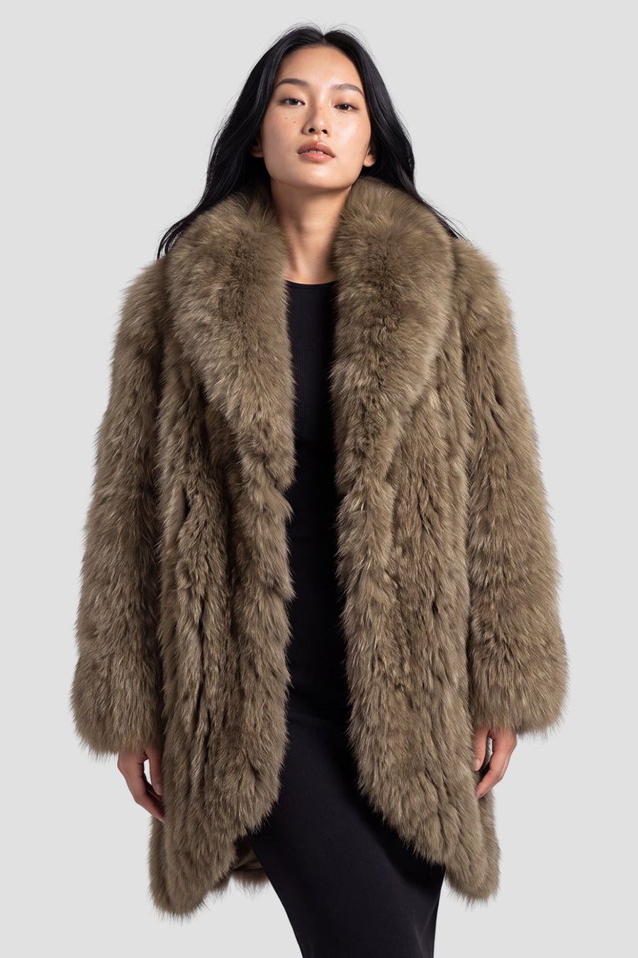 Veste longue en fourrure marron Héritage fourrure