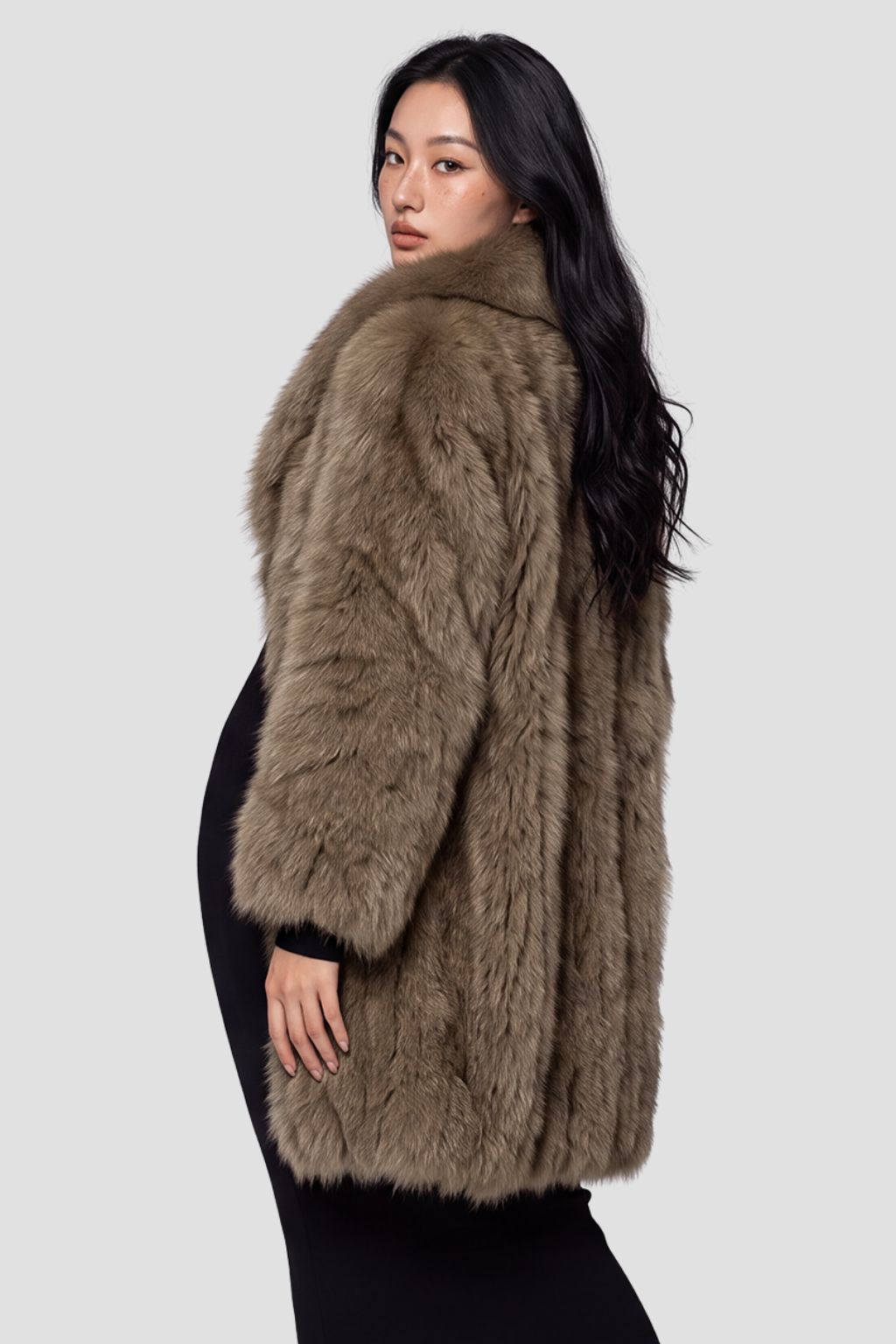Veste longue en fourrure marron Héritage fourrure