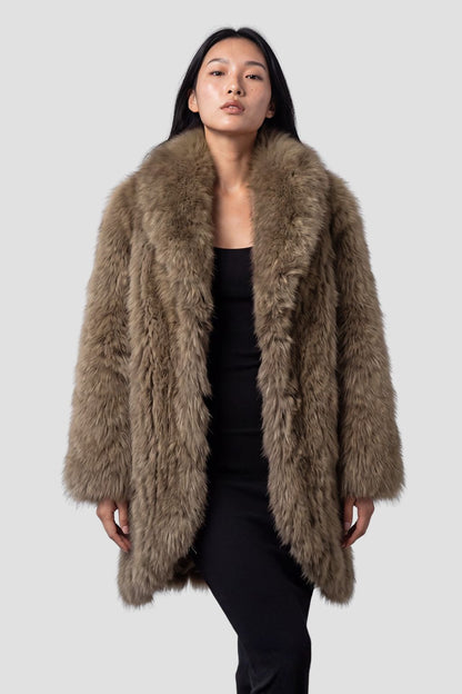 Veste longue en fourrure marron Héritage fourrure