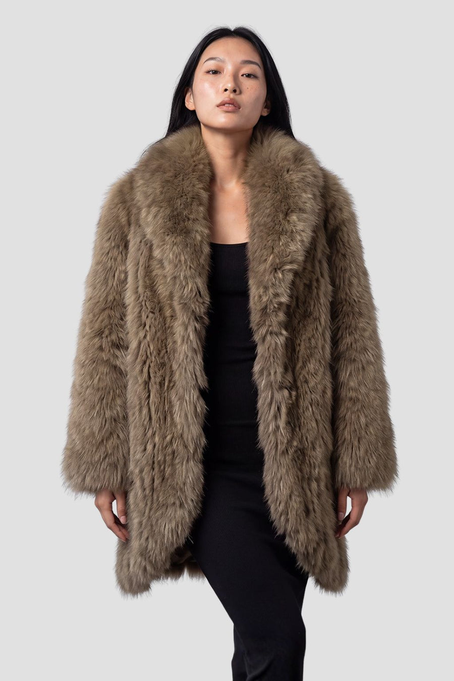 Veste longue en fourrure marron Héritage fourrure